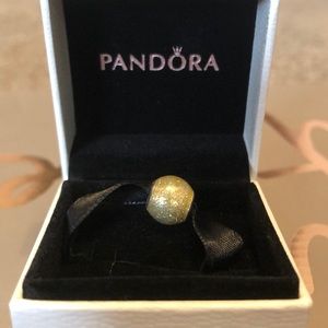 PANDORA charm- gold sparkly ball